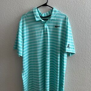 Nike Dri Fit Golf Polo Mauna Lani Edition- Blue Striped- Size XXL